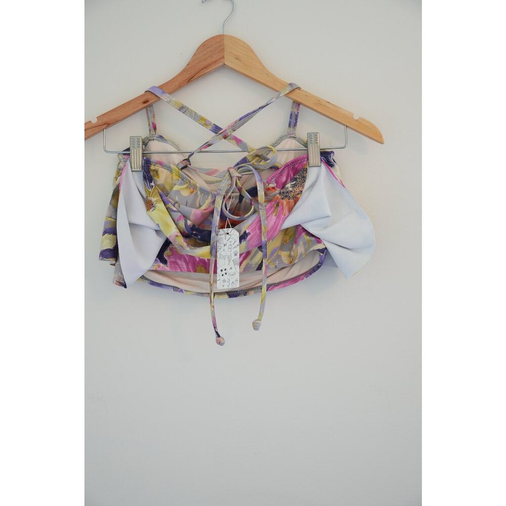Kids June Loop Floral Bikini Top Size Medium - Picture 2 of 4
